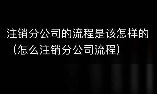 注销分公司的流程是该怎样的（怎么注销分公司流程）