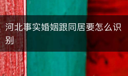 河北事实婚姻跟同居要怎么识别