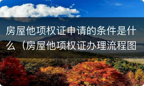 房屋他项权证申请的条件是什么（房屋他项权证办理流程图）