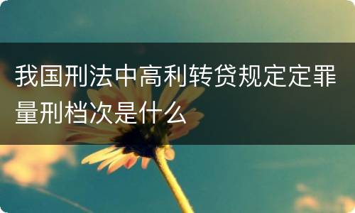 我国刑法中高利转贷规定定罪量刑档次是什么