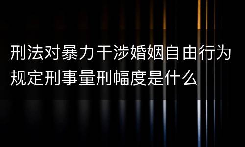 刑法对暴力干涉婚姻自由行为规定刑事量刑幅度是什么