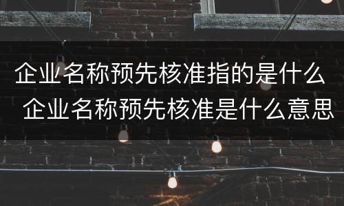 企业名称预先核准指的是什么 企业名称预先核准是什么意思