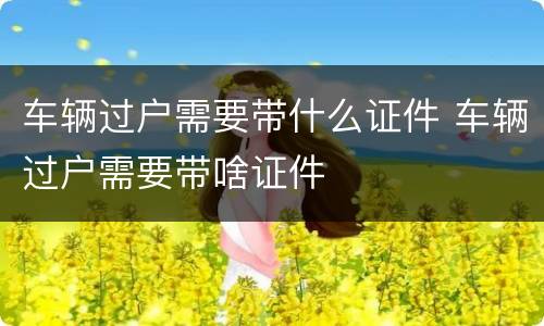车辆过户需要带什么证件 车辆过户需要带啥证件