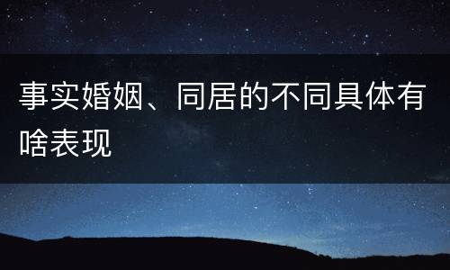 事实婚姻、同居的不同具体有啥表现