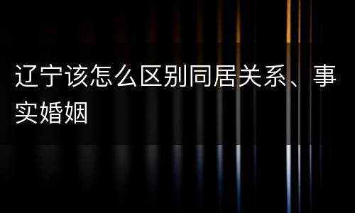 辽宁该怎么区别同居关系、事实婚姻