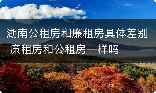 湖南公租房和廉租房具体差别 廉租房和公租房一样吗