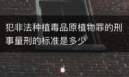 犯非法种植毒品原植物罪的刑事量刑的标准是多少