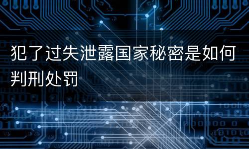 犯了过失泄露国家秘密是如何判刑处罚