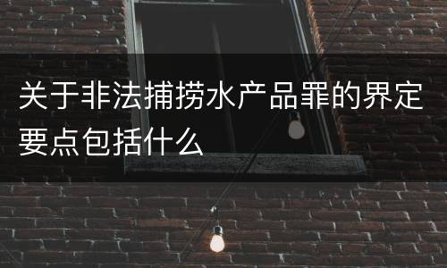 关于非法捕捞水产品罪的界定要点包括什么