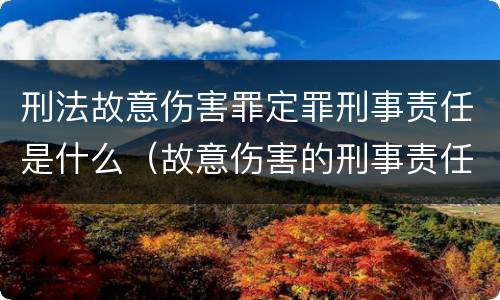 刑法故意伤害罪定罪刑事责任是什么（故意伤害的刑事责任）