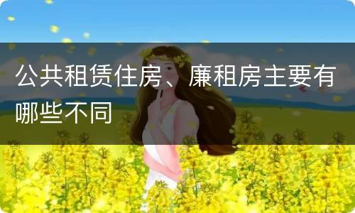 公共租赁住房、廉租房主要有哪些不同