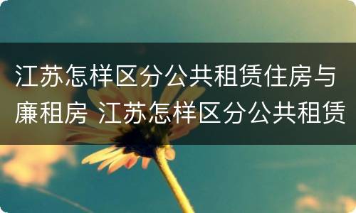 江苏怎样区分公共租赁住房与廉租房 江苏怎样区分公共租赁住房与廉租房区别