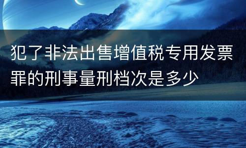 犯了非法出售增值税专用发票罪的刑事量刑档次是多少