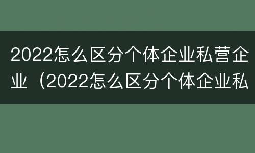 2022怎么区分个体企业私营企业（2022怎么区分个体企业私营企业呢）
