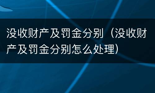 没收财产及罚金分别（没收财产及罚金分别怎么处理）