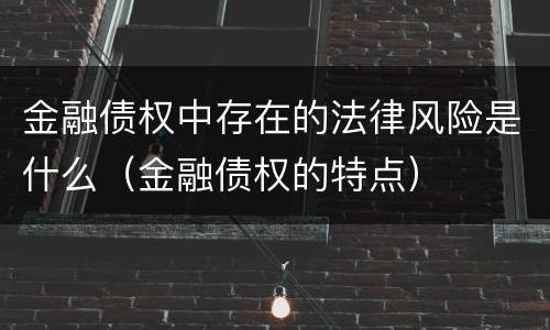 金融债权中存在的法律风险是什么（金融债权的特点）