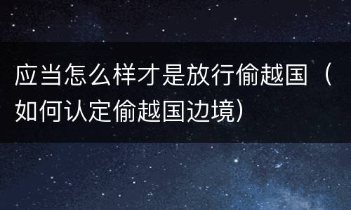 应当怎么样才是放行偷越国（如何认定偷越国边境）