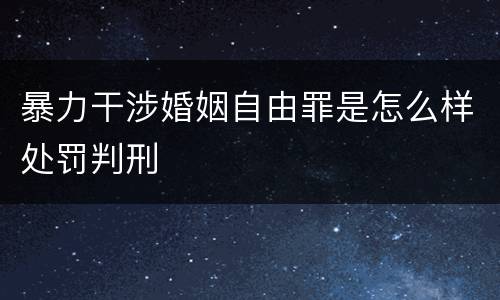 暴力干涉婚姻自由罪是怎么样处罚判刑