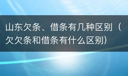 山东欠条、借条有几种区别（欠欠条和借条有什么区别）