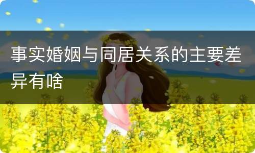 事实婚姻与同居关系的主要差异有啥