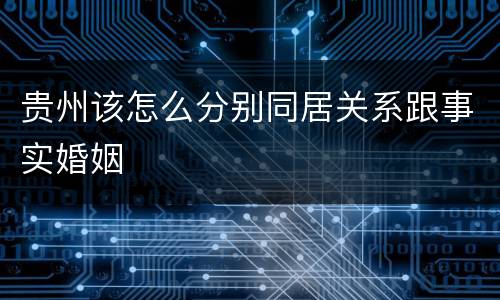 贵州该怎么分别同居关系跟事实婚姻