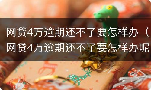 网贷4万逾期还不了要怎样办（网贷4万逾期还不了要怎样办呢）