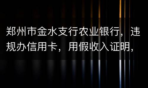 郑州市金水支行农业银行，违规办信用卡，用假收入证明，假行车证，没面签，办信用卡，