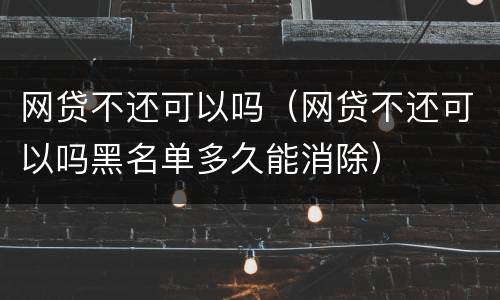 网贷不还可以吗（网贷不还可以吗黑名单多久能消除）