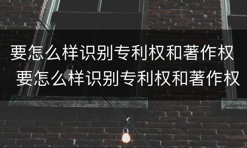 要怎么样识别专利权和著作权 要怎么样识别专利权和著作权证书
