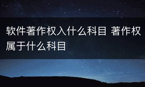 软件著作权入什么科目 著作权属于什么科目