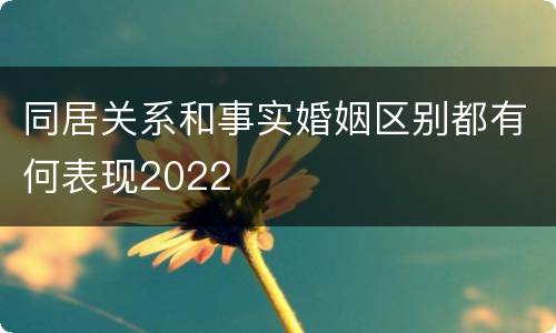 同居关系和事实婚姻区别都有何表现2022