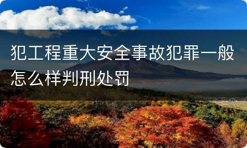 犯工程重大安全事故犯罪一般怎么样判刑处罚