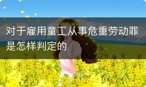 对于雇用童工从事危重劳动罪是怎样判定的