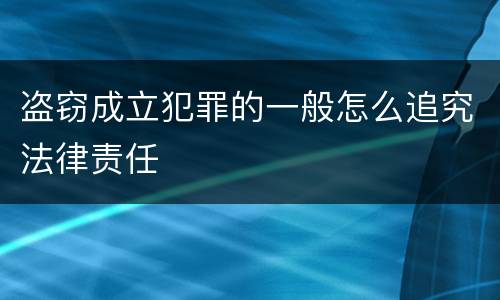盗窃成立犯罪的一般怎么追究法律责任