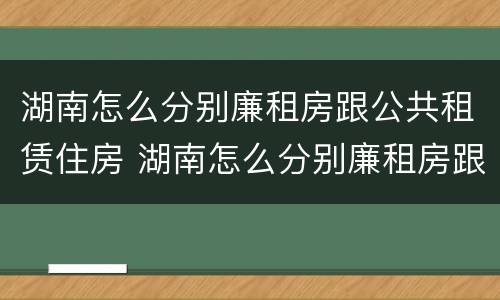 湖南怎么分别廉租房跟公共租赁住房 湖南怎么分别廉租房跟公共租赁住房区别