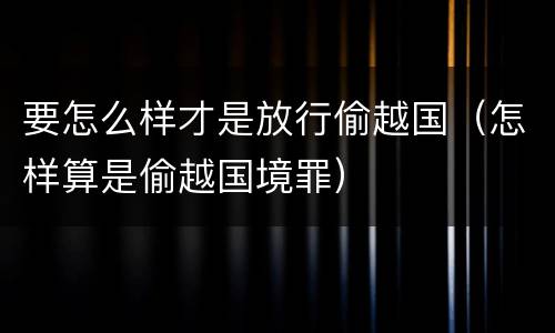 要怎么样才是放行偷越国（怎样算是偷越国境罪）