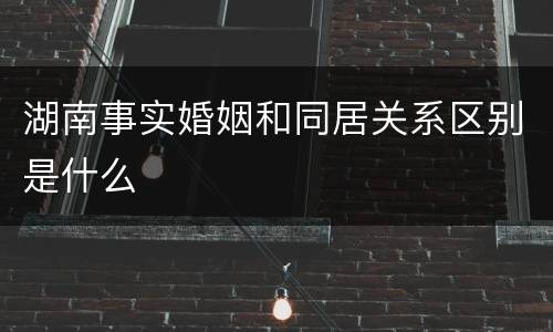 湖南事实婚姻和同居关系区别是什么