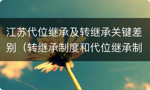 江苏代位继承及转继承关键差别（转继承制度和代位继承制度可以互相取代对还是错）