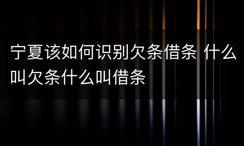 宁夏该如何识别欠条借条 什么叫欠条什么叫借条