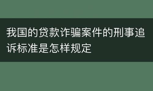 我国的贷款诈骗案件的刑事追诉标准是怎样规定