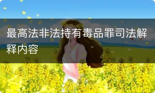 最高法非法持有毒品罪司法解释内容