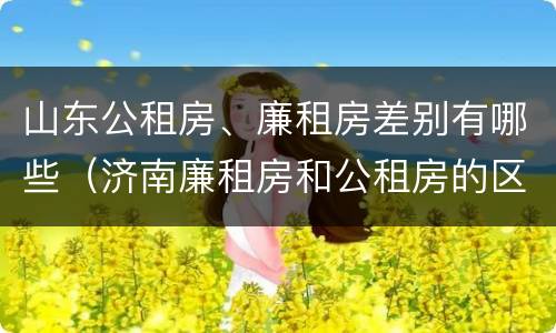 山东公租房、廉租房差别有哪些（济南廉租房和公租房的区别）