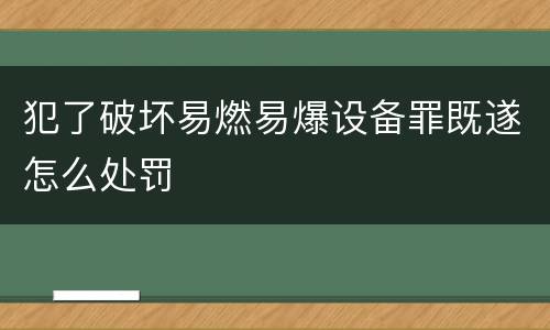犯了破坏易燃易爆设备罪既遂怎么处罚