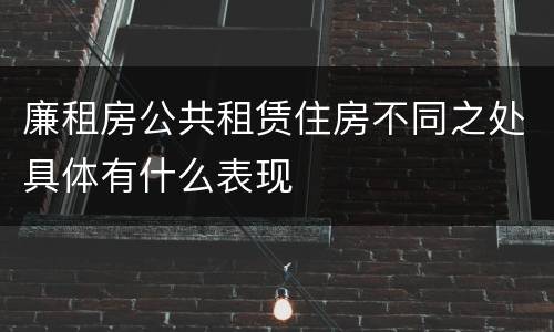 廉租房公共租赁住房不同之处具体有什么表现
