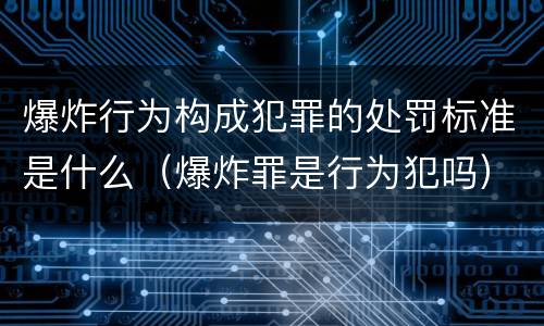 爆炸行为构成犯罪的处罚标准是什么（爆炸罪是行为犯吗）