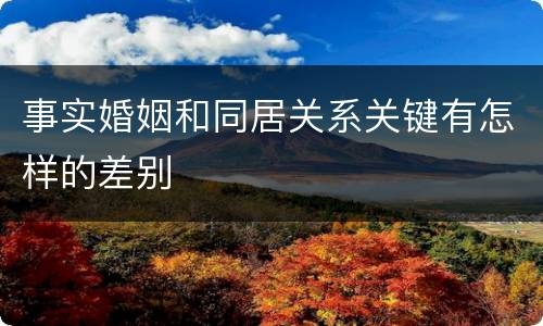 事实婚姻和同居关系关键有怎样的差别