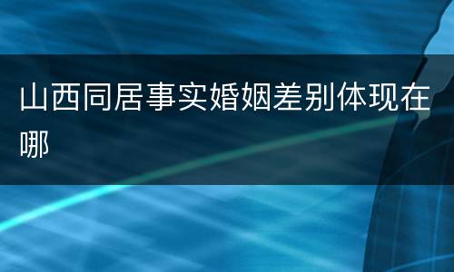 山西同居事实婚姻差别体现在哪