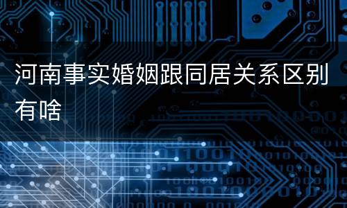 河南事实婚姻跟同居关系区别有啥