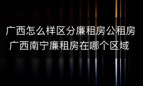 广西怎么样区分廉租房公租房 广西南宁廉租房在哪个区域