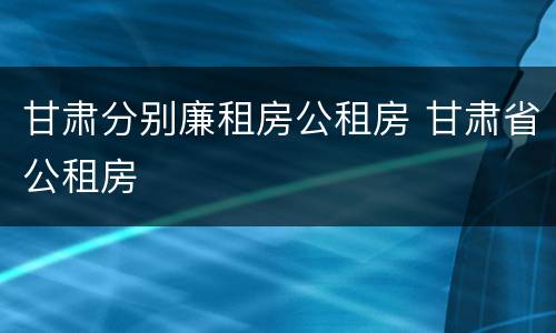甘肃分别廉租房公租房 甘肃省公租房